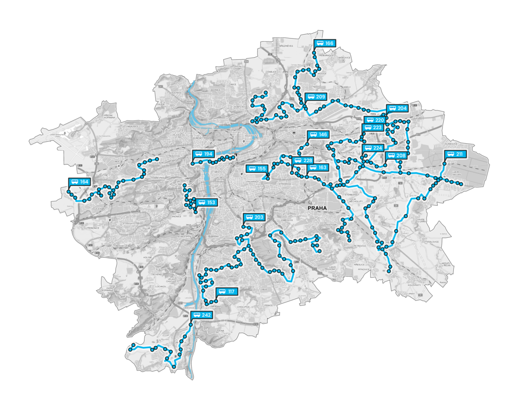 MOBILBOARD Praha linky autobusů