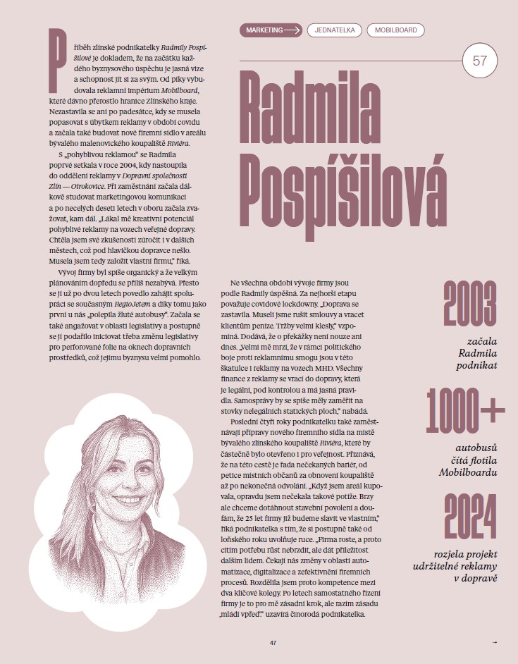 Radmila Pospíšilová pro Týdeník Euro Platinum